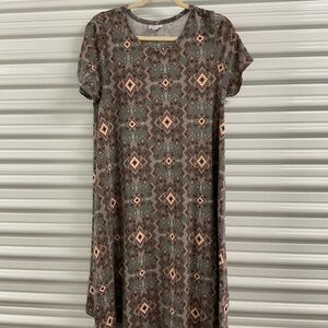 LuLaRoe Brown and Orange Casual Midi Sundress